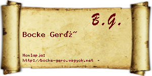 Bocke Gerő névjegykártya